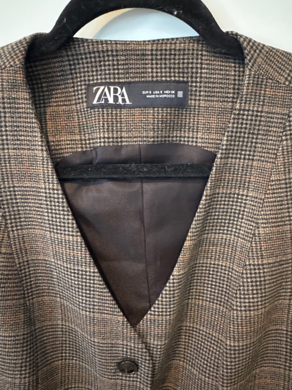 Zara Brown & Black Plaid Tailored Vest and Pleated Mini Skort Set - Picture 3 of 5